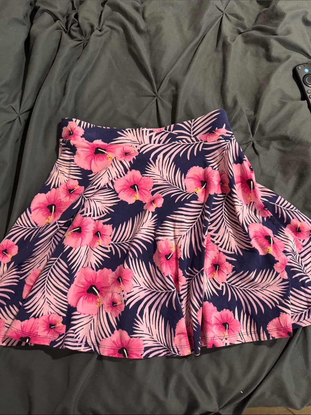 PINK Victoria's Secret Navy Skater Skirt with Pink Floral Print